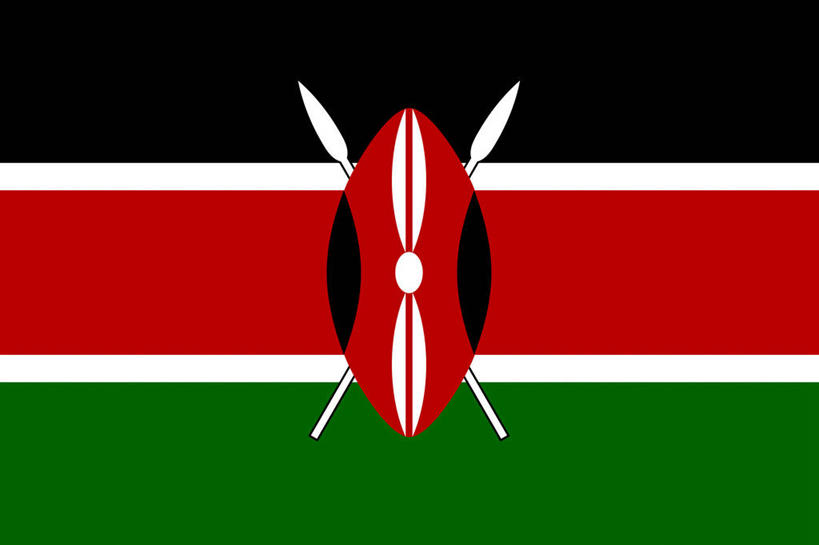 无人,交叉,横图,室内,特写,白天,正面,静物,旗帜,国旗,一面,条纹,两个,红色,绿色,白色,黑色,盾牌,长矛,相交,交集,旗,彩图,肯尼亚国旗