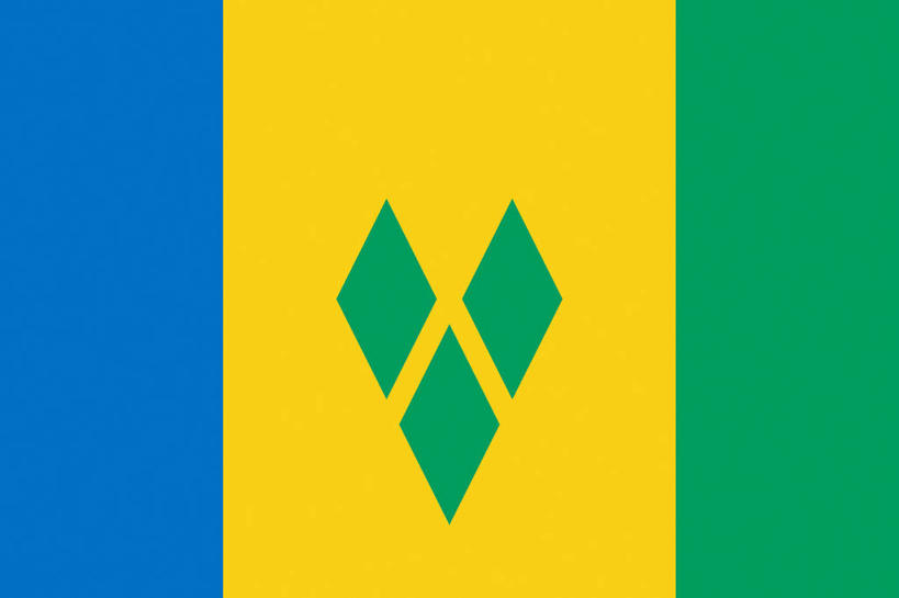 无人,横图,室内,特写,白天,正面,静物,旗帜,国旗,一面,图案,图形,几何,菱形,三个,黄色,蓝色,绿色,数学,旗,彩图,几何图形,圣文森特和格林纳丁斯国旗