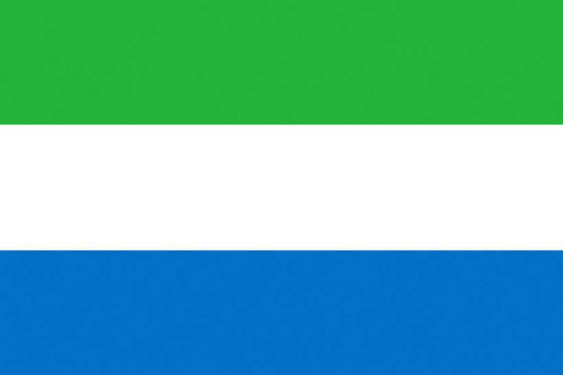 无人,横图,室内,特写,白天,正面,静物,旗帜,国旗,一面,蓝色,绿色,白色,旗,彩图,三色旗,塞拉利昂国旗