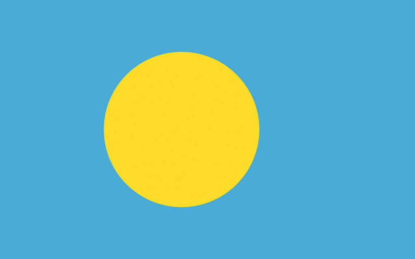 无人,横图,室内,特写,白天,正面,静物,旗帜,国旗,一面,圆形,图形,圆,几何,黄色,蓝色,数学,圆月,旗,彩图,几何图形,平面图形,帕劳国旗,一轮