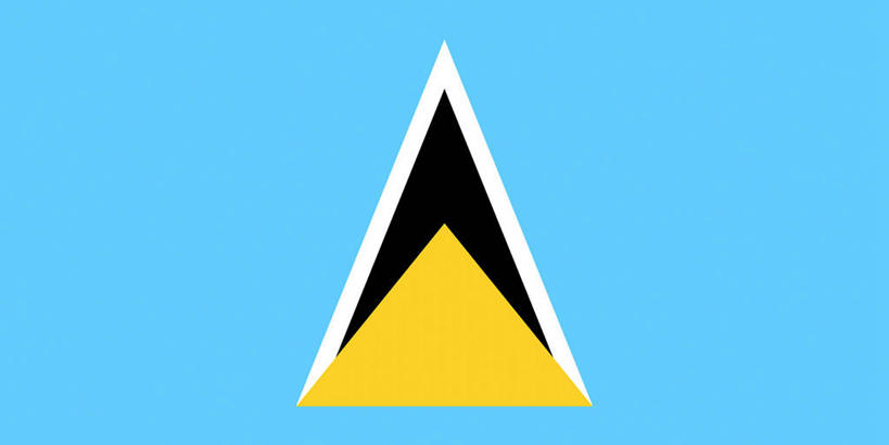 无人,横图,室内,特写,白天,正面,静物,旗帜,国旗,一面,三角形,图形,几何,黄色,蓝色,白色,黑色,数学,旗,彩图,几何图形,圣卢西亚国旗