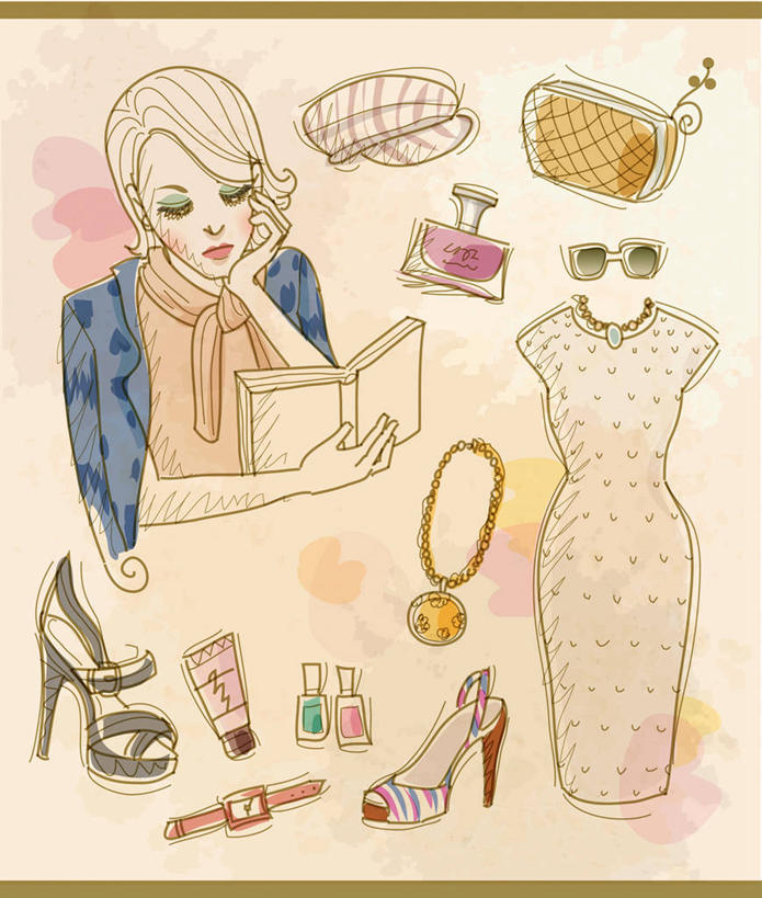 东方人,一个人,无人,坐,竖图,插画,室内,白天,正面,高跟鞋,时尚,数码,科技,帽子,书籍,项链,鞋子,亚洲,仅一个年轻女性,仅一个女性,仅一个人,撑,阴影,服装,装饰,芳香,香气,时间,网络,包,时钟,手表,高光,几何,计算机图形,合成,计时,图画,指甲油,托腮,注视,休闲装,黄种人,运动帽,玻璃制品,画,装饰品,衣服,玻璃瓶,瓶子,饰品,首饰,书本,钟表,观察,看,品味,托,休闲,休闲服,表,香水,鸭舌帽,服饰,观看,优雅,华丽,气味,修饰,单肩包,腕表,点缀,电脑合成图,数码合成图,察看,高雅,合成图,芬芳,关注,时髦,托下巴,漫画,写实,具体,具象,衬托,美观,雅致,雅观,除臭,时兴,单手托腮,年轻女性,女人,女性,亚洲人,书,图书,钟,坐着,半身,彩图,晚装包