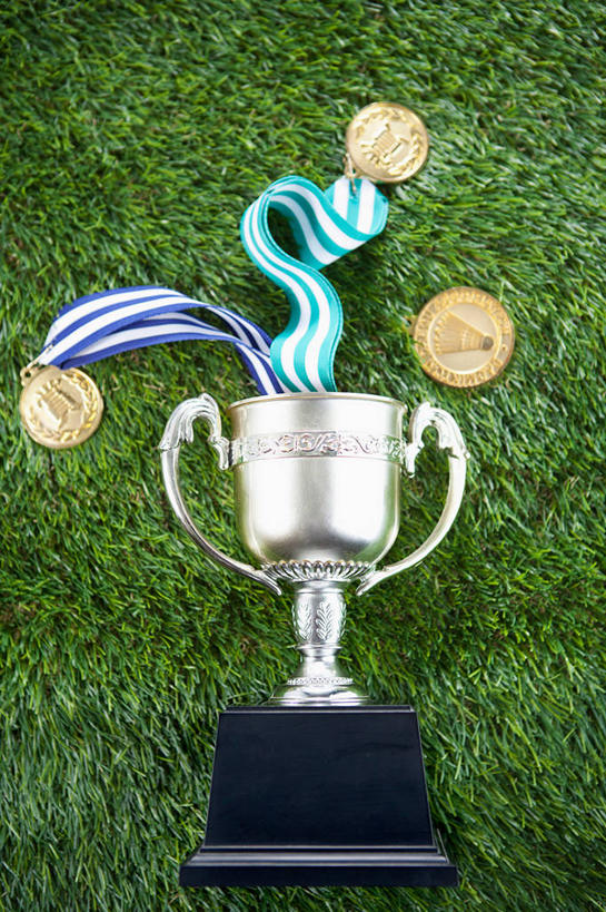 无人,竖图,俯视,室外,特写,白天,成功,胜利,草地,草坪,植物,阴影,反射,影子,草,一个,绿色,光彩,单个,奖牌,金牌,荣誉,奖品,铜牌,银牌,荣耀,光荣,彩图,高角度拍摄,奖杯