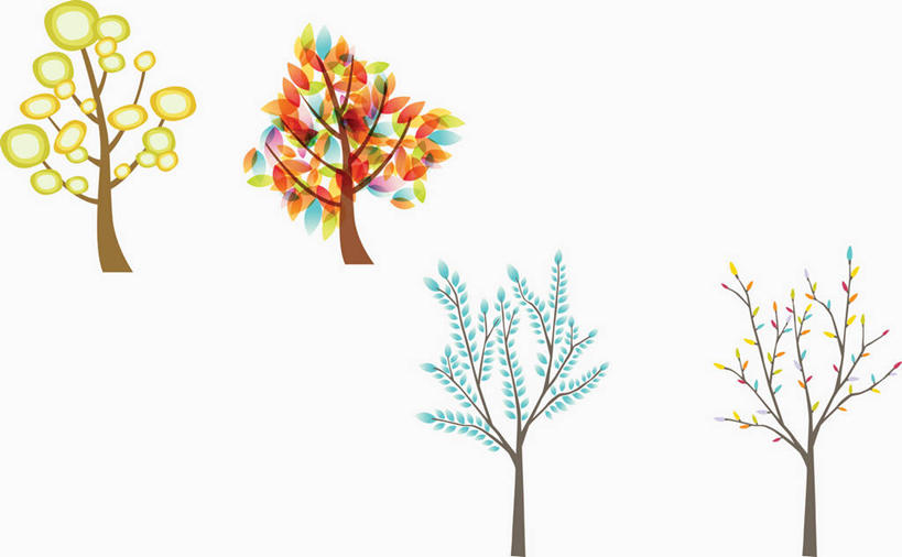 无人,横图,插画,室内,白天,白色背景,正面,数码,科技,植物,叶子,阴影,盛开,网络,绿叶,枝条,四棵,高光,几何,计算机图形,合成,花蕾,图画,画,花,花瓣,花朵,鲜花,树,树木,树枝,绿色,自然,花苞,花蕊,嫩叶,生长,成长,电脑合成图,数码合成图,合成图,漫画,写实,具体,具象,虬枝,枝杈,叶,叶片,彩图