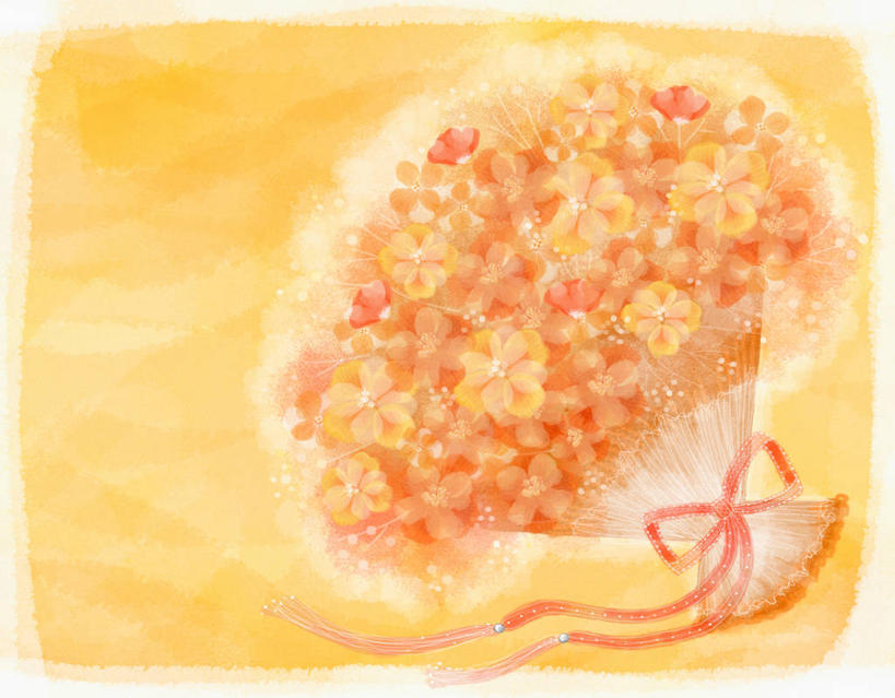 无人,横图,插画,室内,白天,正面,数码,科技,阴影,黄色背景,盛开,网络,捧花,手捧花,高光,几何,计算机图形,合成,花蕾,图画,画,花,花瓣,花朵,鲜花,黄色,花束,花苞,花蕊,一束,橙色,电脑合成图,数码合成图,合成图,漫画,写实,具体,具象,婚礼捧花,彩图