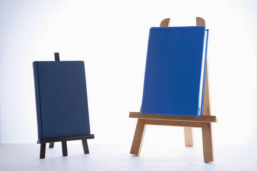 无人,横图,室内,特写,白天,白色背景,正面,绘画,静物,书籍,阴影,艺术,反射,影子,美术用品,画架,两个,蓝色,书本,摄影,影棚,两本,美术,绘画工具,书,图书,彩图,影棚拍摄,拍摄