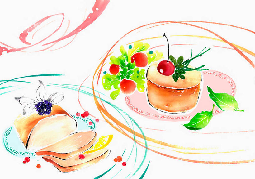 点心,面包,无人,横图,插画,室内,白天,白色背景,正面,数码,科技,浆果,樱桃,餐具,水果,叶子,阴影,新鲜,网络,碟子,盘,生食,食品,面点,果实,绿叶,高光,几何,计算机图形,合成,图画,画,食物,糕点,两个,盘子,碟,嫩叶,有机食品,绿色食品,电脑合成图,数码合成图,合成图,漫画,红醋栗,写实,具体,具象,叶,叶片,樱珠,莺桃,英桃,楔桃,牛桃,荆桃,醋栗,彩图,红茶藨子,红加仑