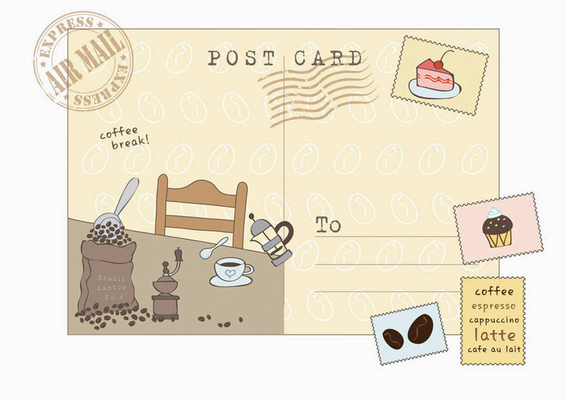 点心,咖啡,无人,横图,插画,室内,白天,白色背景,正面,下午茶,幸福,数码,科技,植物,餐桌,桌子,豆,杯子,餐具,椅子,阴影,传递,网络,信息,英文,标志,瓷器,电器,碟子,工具,盘,文字,字符,字母,木椅,豆类,豆子,食品,咖啡杯,明信片,陶瓷制品,高光,几何,计算机图形,联系,合成,图画,娱乐,设备,标识,画,食物,糕点,饮料,盘子,卡片,碟,咖啡豆,享受,休闲,温馨,放松,乐趣,冲泡,联络,通信,餐台,纪念,留念,英文字母,证明,电脑合成图,数码合成图,提神,舒适,家电,家用电器,合成图,咖啡机,磨粉,邮票,瓷杯,醒脑,怀念,宣传,漫画,邮政,豆科,写实,具体,具象,软饮料,咖啡因,记念,彩图,邮资凭证,收藏,蛋糕,清除,压粉,装粉