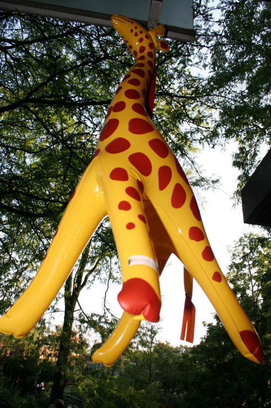无人,竖图,室外,白天,仰视,游戏,植物,哺乳动物,长颈鹿,野生动物,玩具,玩,娱乐,树,树木,一只,绿色,天空,自然,动物,天,休闲,充气玩具,益智,活泼,生长,成长,活动,发泄,消遣,智力,宣泄,玩耍,嬉戏,彩图,低角度拍摄,全身