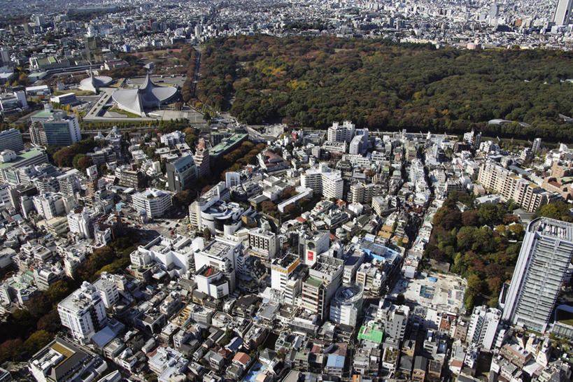 无人,高楼大厦,横图,俯视,航拍,室外,白天,度假,美景,树林,植物,城市风光,标志建筑,城市,大厦,地标,建筑,摩天大楼,东京,日本,亚洲,阴影,光线,影子,景观,建筑群,娱乐,建设,树,树木,绿色,阳光,自然,享受,休闲,景色,放松,生长,成长,鸟瞰,东亚,本州,关东地方,本州岛,日本国,东京都,涩谷区,原宿,彩图,高角度拍摄,大楼,高层建筑,高楼,摩天楼