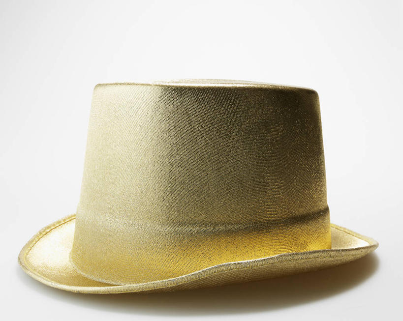 无人,横图,室内,特写,白天,白色背景,正面,静物,帽子,阴影,反射,影子,礼帽,金色,摄影,影棚,一顶,彩图,影棚拍摄,拍摄