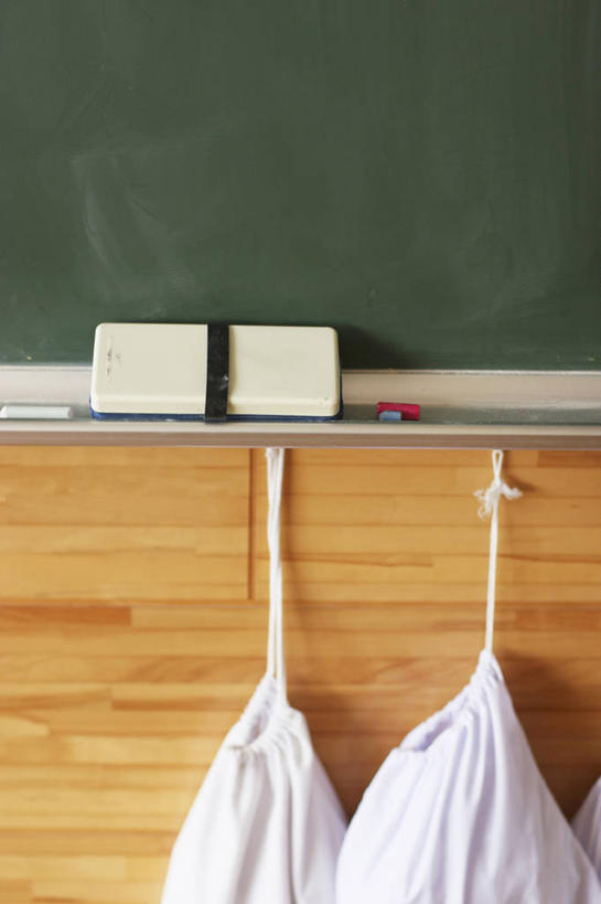 无人,学校,竖图,室内,特写,白天,正面,静物,吊挂,悬挂,阴影,反射,包,影子,挂,校园,两个,黑板擦,黑板,教室,教学,课堂,斜挎包,耐磨,教学黑板,粉笔擦,彩图