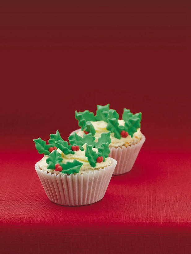 点心,无人,竖图,俯视,室内,特写,白天,下午茶,叶子,圣诞节,阴影,红色背景,节日,庆祝,反射,影子,食品,绿叶,文化,食物,糕点,两个,庆典,嫩叶,摄影,影棚,纪念,纸托,纸杯蛋糕,纸托蛋糕,蛋糕托,蛋糕托纸,蛋糕纸托,叶,叶片,彩图,高角度拍摄,影棚拍摄,拍摄,蛋糕