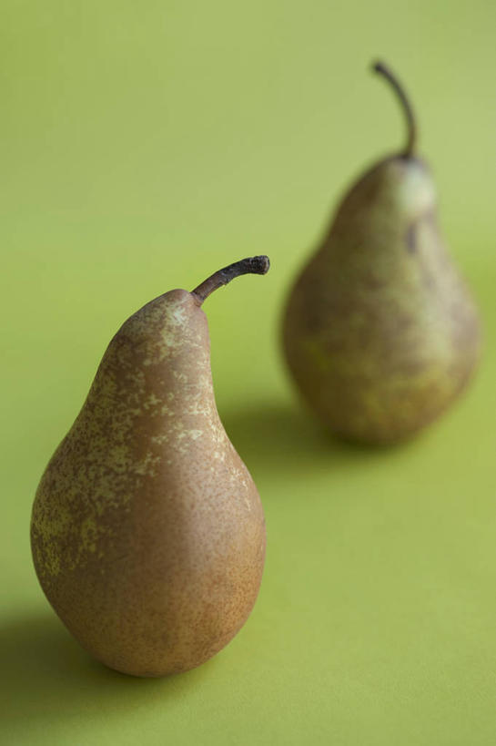无人,竖图,俯视,室内,特写,白天,梨,水果,绿色背景,阴影,新鲜,反射,影子,生食,食品,果实,食物,两个,香梨,摄影,有机食品,绿色食品,影棚,生梨,彩图,高角度拍摄,影棚拍摄,拍摄