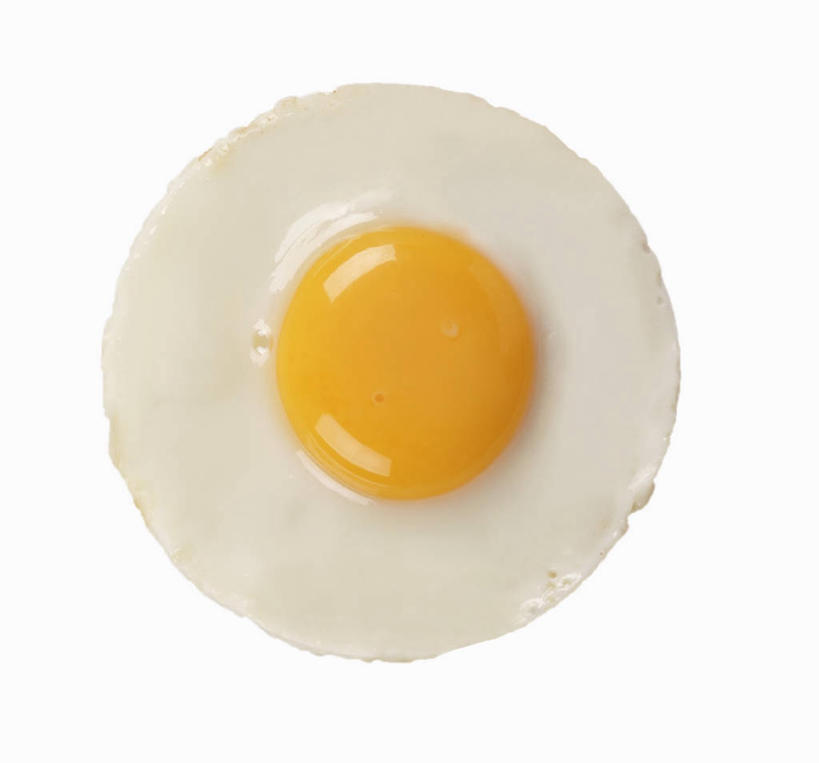 无人,横图,俯视,室内,特写,白天,白色背景,餐桌,桌子,阴影,反射,影子,蛋,荷包蛋,鸡蛋,煎蛋,一个,黄色,白色,摄影,影棚,单个,餐台,卵,煎鸡蛋,彩图,高角度拍摄,影棚拍摄,拍摄