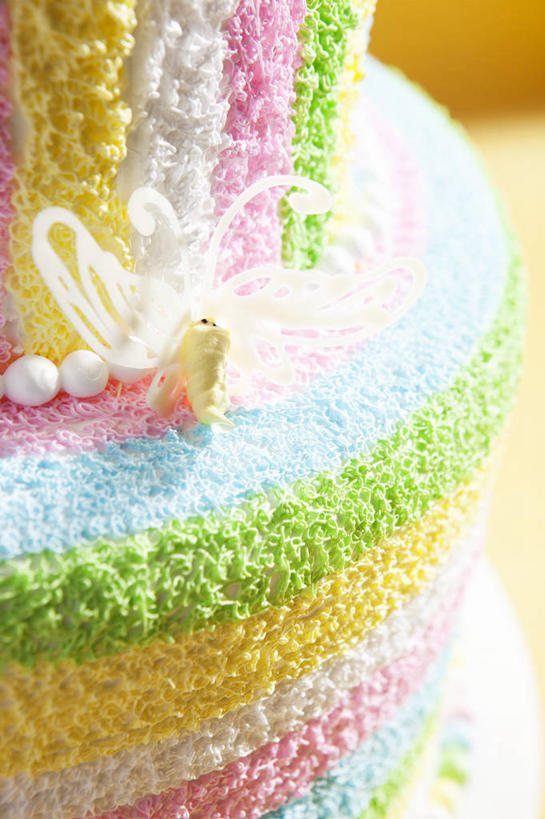 点心,无人,竖图,俯视,室内,特写,白天,餐桌,桌子,蝴蝶,阴影,朦胧,模糊,装饰,反射,昆虫,影子,食品,婚礼蛋糕,食物,糕点,动物,餐台,华丽,修饰,点缀,益虫,衬托,美观,雅致,雅观,彩图,高角度拍摄,蛋糕,结婚蛋糕