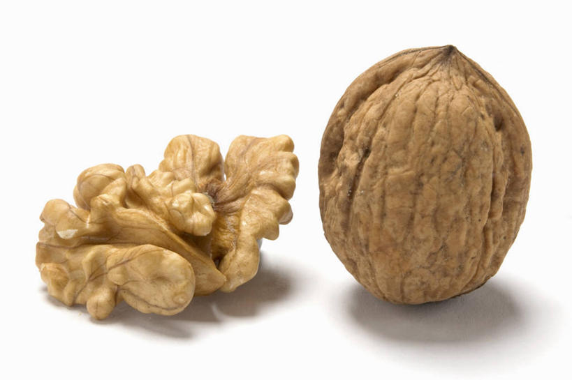 无人,横图,俯视,室内,特写,白天,白色背景,餐桌,桌子,阴影,反射,影子,核桃,坚果,果实,两个,干果,摄影,影棚,餐台,胡桃,羌桃,彩图,高角度拍摄,影棚拍摄,拍摄