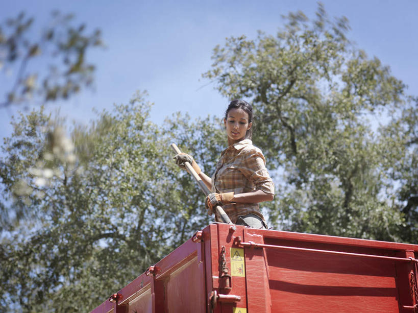 西方人,一个人,站,搬运,横图,室外,白天,仰视,树林,植物,欧洲,欧洲人,仅一个年轻女性,仅一个女性,仅一个人,一辆,握,阴影,服装,光线,影子,耕田,拿,拿着,注视,休闲装,车,树,树木,衣服,红色,蓝色,绿色,蓝天,天空,阳光,自然,交通工具,天,低头,观察,看,站着,休闲,休闲服,机械,工程车,握着,服饰,生长,晴朗,成长,观看,垃圾车,察看,关注,载具,种田,农具,犁,万里无云,耕具,交通运输,工作车,年轻女性,女人,女性,白种人,晴空,晴空万里,站立,半身,彩图,低角度拍摄