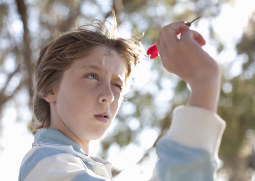 西方人,儿童,一个人,站,横图,室外,白天,仰视,纯洁,成功,胜利,植物,欧洲,欧洲人,仅一个男性,仅一个人,一根,握,阴影,服装,朦胧,模糊,光线,影子,棕色,飞镖,拿,拿着,注视,休闲装,树,树木,小孩,衣服,红色,绿色,阳光,自然,观察,看,站着,仅一个小孩,休闲,眯眼,休闲服,可爱,童年,童趣,眯,握着,服饰,生长,成长,观看,靶心,察看,关注,瞄准,童真,烂漫,无邪,镖针,飞镖运动,天真,男孩,男人,男性,白种人,孩子,卷发,站立,半身,彩图,低角度拍摄,男生