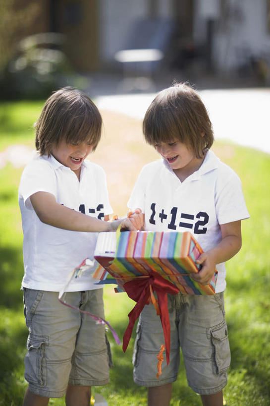 西方人,儿童,两个人,家庭,双胞胎,站,抱,笑,微笑,露齿笑,竖图,室外,白天,正面,纯洁,草地,草坪,植物,礼盒,礼物,欧洲,欧洲人,阴影,服装,朦胧,模糊,光线,标志,数字,丝绸,丝带,文字,影子,纸盒,字符,字母,缎带,注视,休闲装,标识,绸带,盒子,草,小孩,衣服,绿色,白色,阳光,包装盒,礼品盒,观察,看,站着,休闲,温暖,温馨,一家人,休闲服,可爱,童年,童趣,阿拉伯数字,服饰,礼品,抱着,观看,和睦,察看,搂着,关注,童真,烂漫,无邪,天真,男孩,男人,男性,白种人,孩子,怀抱,搂,搂抱,相抱,拥抱,站立,半身,彩图,融洽,男生