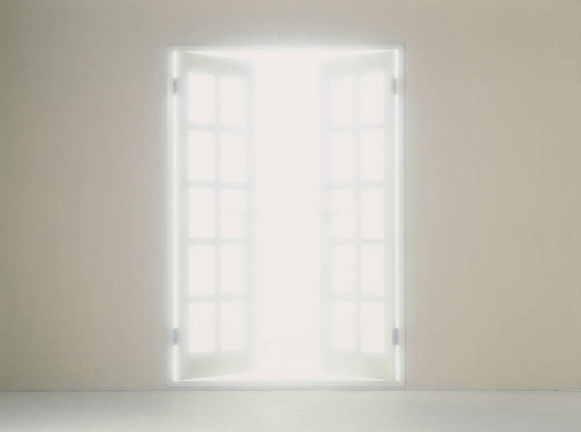 无人,横图,室内,白天,正面,窗户,落地窗,门,阴影,反射,影子,墙,玻璃窗,墙壁,墙面,白色,门框,打开,开启,彩图