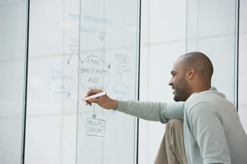 西方人,一个人,商务人士,商务男性,坐,笑,微笑,露齿笑,横图,室内,白天,侧面,欧洲,非洲,黑人,欧洲人,仅一个男性,仅一个人,握,阴影,服装,反射,分析,笔,图形,影子,墙,办公用品,系统,注视,休闲装,水笔,墙壁,墙面,文具,仅一个年轻男性,衣服,学习用品,观察,看,休闲,休闲服,握着,服饰,观看,文具用品,察看,关注,工薪阶层,方法,思路,框图,流程图,算法,男人,男性,年轻男性,非洲人,白领,上班族,坐着,半身,彩图