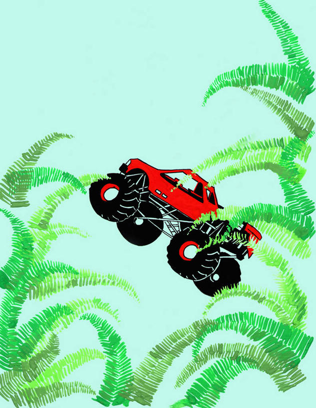 无人,竖图,插画,室内,白天,正面,数码,科技,植物,越野车,汽车,一辆,绿色背景,阴影,网络,高光,几何,计算机图形,合成,图画,车,画,红色,绿色,自然,交通工具,生长,成长,蕨类,电脑合成图,数码合成图,合成图,蕨类植物,载具,吉普车,漫画,蹄盖蕨,写实,具体,具象,彩图