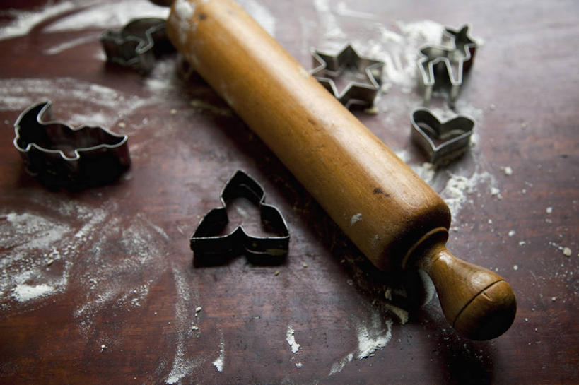 无人,横图,俯视,室内,特写,白天,烹饪,桌面,桌子,静物,厨具,许多,阴影,反射,木制,擀面杖,影子,木制品,模具,烹饪用具,烹调用具,烹调,彩图,高角度拍摄