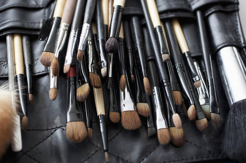 无人,横图,俯视,室内,特写,白天,静物,许多,阴影,反射,影子,排列,化妆刷,刷子,腮红刷,眼影刷,美容工具,彩妆刷,化妆工具,摆列,胭脂刷,彩图,高角度拍摄,布列,分列