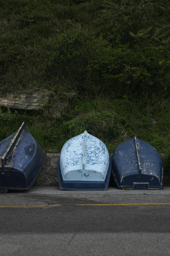 皮划艇,无人,竖图,室外,白天,正面,植物,船,西班牙,欧洲,一排,整齐,墙,墙壁,墙面,树,树木,排列,绿色,自然,交通工具,生长,成长,队列,南欧,载具,西班牙王国,彩图