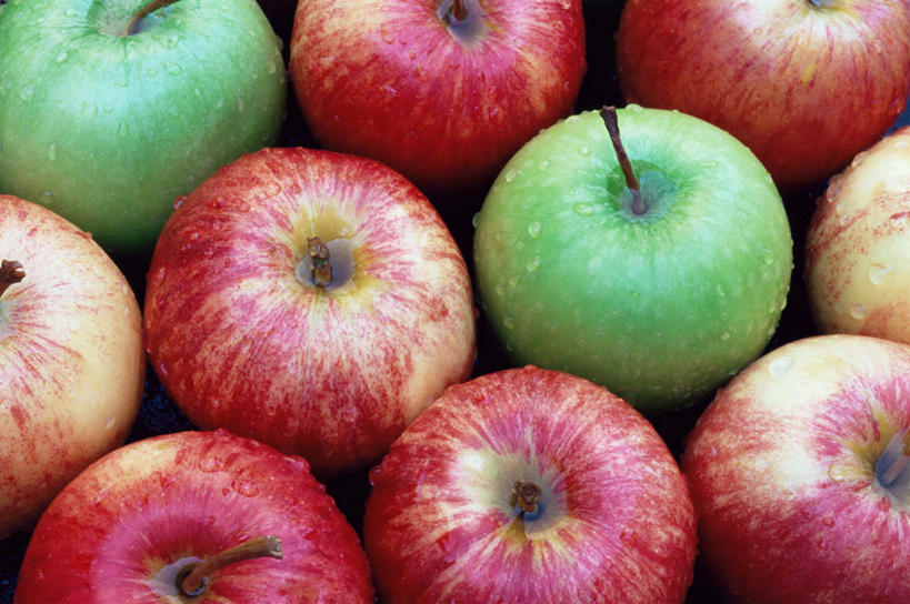 无人,横图,俯视,室外,特写,白天,水,露水,苹果,水果,一排,许多,收成,新鲜,整齐,并列,并排,透明,液体,水滴,生食,食品,果实,很多,水珠,食物,排列,红色,绿色,露珠,有机食品,绿色食品,收获,生机,队列,剔透,平行,灵动,通明,劳绩,嘎啦,嘎啦果,嘎啦苹果,彩图,高角度拍摄,晶莹