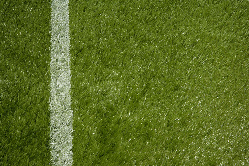 无人,体育馆,运动场,横图,俯视,室外,特写,白天,草地,草坪,植物,分界线,体育场,草,绿色,白色,田径场,运动馆,彩图,高角度拍摄