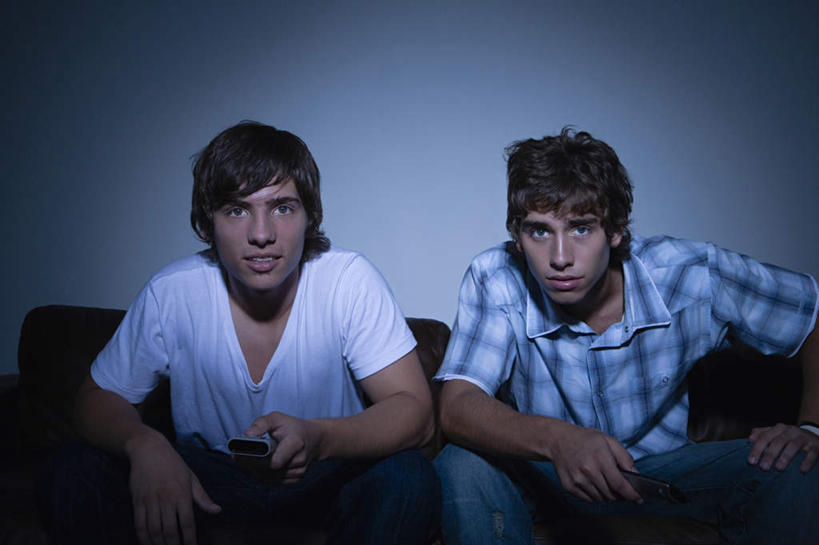 西方人,两个人,伙伴,朋友,客厅,坐,横图,室内,白天,正面,友谊,沙发,欧洲,欧洲人,握,阴影,服装,反射,影子,墙,拿,拿着,注视,休闲装,墙壁,墙面,衣服,遥控器,观察,看,休闲,休闲服,握着,服饰,观看,害怕,察看,起居室,恐怖,胆怯,关注,布艺沙发,可怕,可骇,畏惧,客堂,恐惧,友情,男人,男性,年轻男性,白种人,坐着,半身,彩图