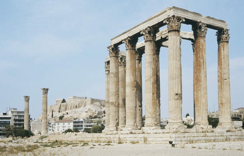 无人,横图,室外,白天,仰视,旅游,度假,名胜古迹,楼梯,标志建筑,地标,建筑,希腊,欧洲,一排,许多,阴影,遗迹,整齐,光线,影子,柱子,阶梯,云,云朵,首都,云彩,古迹,文物,娱乐,建设,古建筑,台阶,排列,蓝色,白云,蓝天,天空,阳光,天,享受,休闲,旅游胜地,放松,晴朗,队列,雅典,古文明,希腊共和国,阿提卡,阿提卡大区,晴空,彩图,低角度拍摄,宙斯神庙