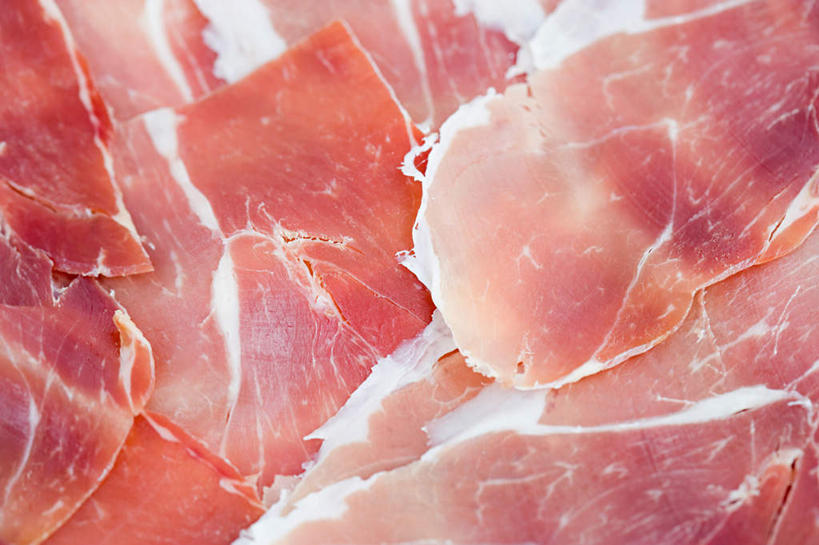 无人,横图,俯视,室内,特写,白天,一堆,堆叠,堆积,纹路,纹理,肉,火腿,猪肉,肉类,红色,堆,肉食,豚肉,肌理,彩图,高角度拍摄