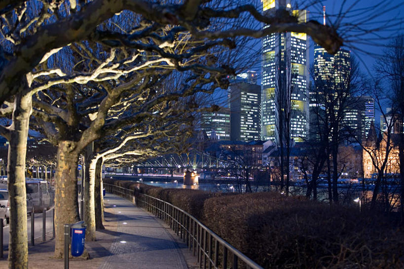 无人,高楼大厦,栏杆,横图,室外,夜晚,正面,度假,美景,植物,城市风光,城市,大厦,道路,建筑,路,摩天大楼,公路,德国,欧洲,阴影,光线,影子,景观,围栏,灯光,枝条,交通,娱乐,护栏,树,树木,树枝,享受,休闲,景色,放松,西欧,德意志联邦共和国,法兰克福,法兰克福市,黑森州,虬枝,枝杈,马路,彩图,大楼,高层建筑,高楼,摩天楼