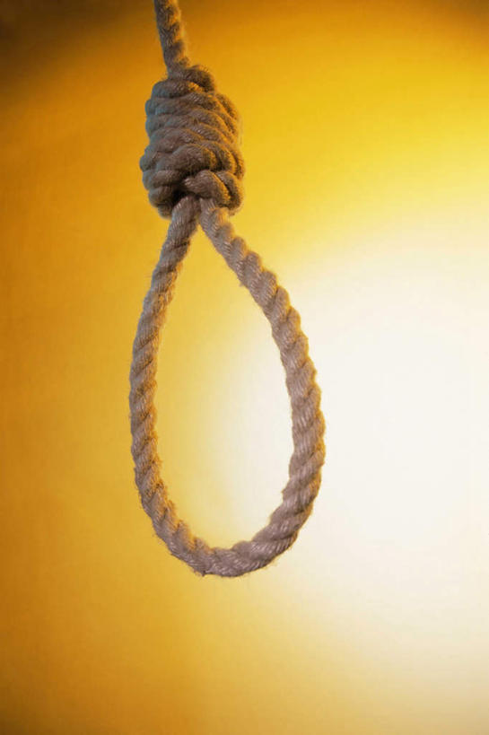 无人,竖图,室内,特写,白天,正面,静物,黄色背景,一个,绳子,摄影,影棚,单个,绳索,自杀,刑具,彩图,影棚拍摄,拍摄