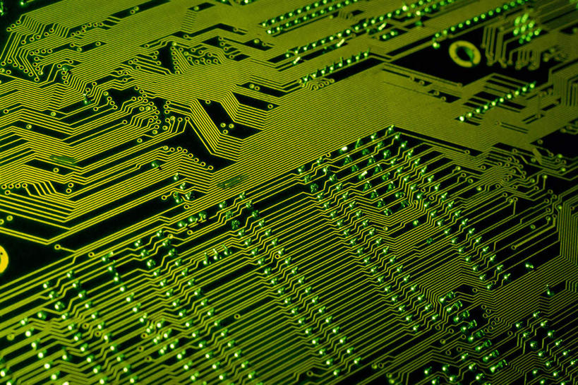 无人,横图,俯视,室内,特写,白天,静物,一排,阴影,整齐,并列,并排,反射,电路板,影子,排列,绿色,庞大,复杂,元件,队列,平行,繁杂,彩图,高角度拍摄