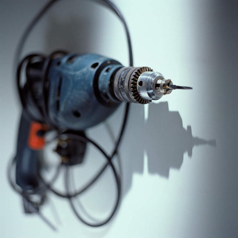 无人,方图,室内,特写,白天,白色背景,正面,静物,阴影,反射,影子,一个,摄影,影棚,单个,电钻,手电钻,电动工具,彩图,影棚拍摄,拍摄