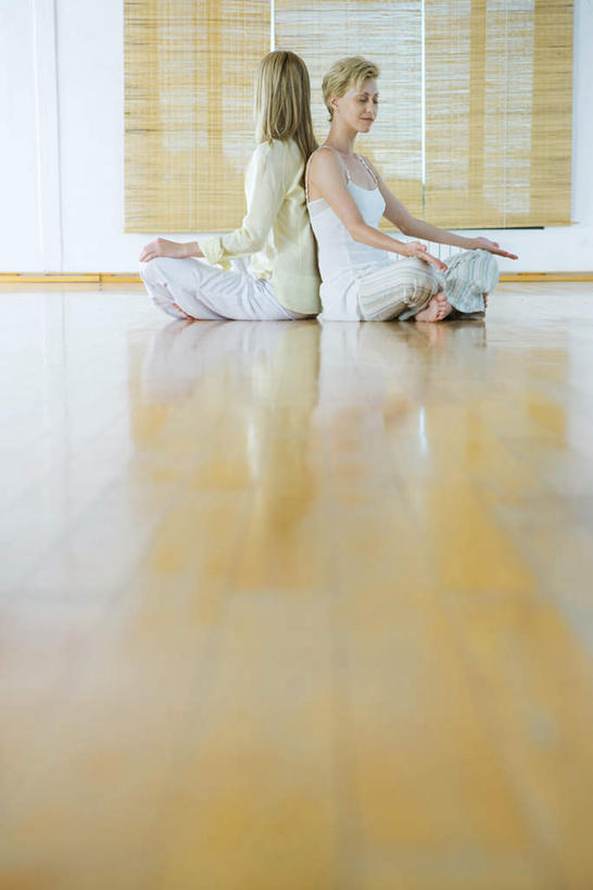 西方人,两个人,伙伴,笑,盘腿,微笑,露齿笑,竖图,室内,白天,侧面,友谊,安全,窗户,地板,欧洲,欧洲人,朦胧,模糊,墙,竹帘,地面,依靠,休闲装,木地板,玻璃窗,墙壁,墙面,倚靠,背靠背,休闲,休闲服,百叶帘,治疗,背对背,心理治疗,团体治疗,瑜伽馆,信任,友情,年轻女性,女人,女性,白种人,盘腿而坐,盘膝,盘着腿的,盘着腿坐,双腿交叉,彩图,全身