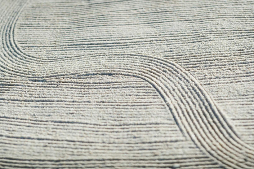 无人,横图,俯视,室外,白天,沙滩,许多,堆积,条纹,形状,弯曲,环绕,洒落,圆形,沙子,纹理,线条,圆环,同心圆,圆圈,海岸,沙地,花形,轮廓,沙粒,堆砌,环状,环形,回形,沙砾,积累,绘制,肌理,海滩,彩图,高角度拍摄