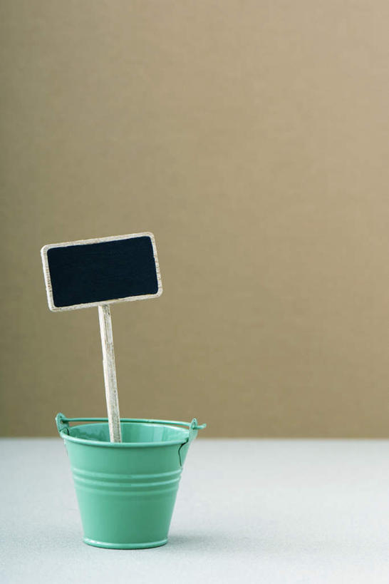 无人,竖图,室内,特写,白天,正面,植物,桌面,桌子,静物,植树节,整齐,木头,铁桶,一个,绿色,黑板,台布,摄影,影棚,褐色背景,单个,彩图,影棚拍摄,拍摄