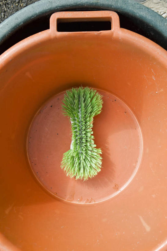 无人,竖图,俯视,室外,特写,白天,阴影,光线,桶,影子,两个,一个,红色,绿色,阳光,容器,刷子,单个,储藏,储存,彩图,高角度拍摄,贮存