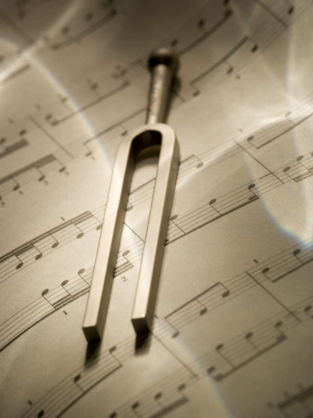 无人,竖图,俯视,室内,特写,白天,静物,书籍,阴影,反射,音叉,影子,乐谱,五线谱,音乐,摄影,影棚,调音,节拍,音符,频率,符头,符干,符尾,乐章,彩图,高角度拍摄,影棚拍摄,拍摄,Y形,发声器