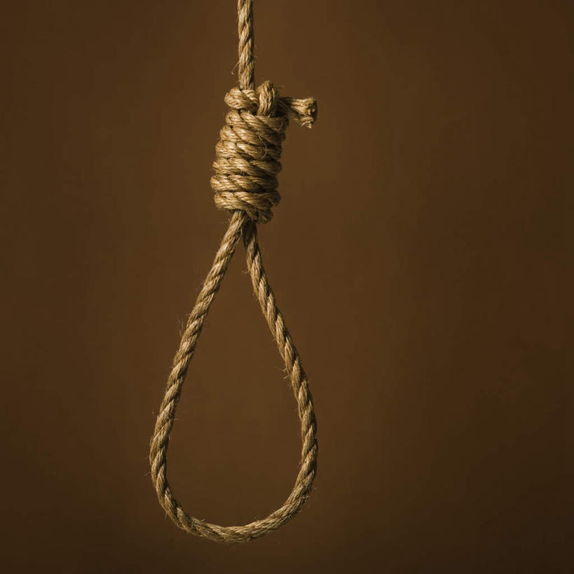 无人,方图,室内,特写,白天,正面,静物,一根,吊挂,悬挂,黄色背景,挂,黄色,草绳,绳子,摄影,影棚,绳索,吊颈,稻草绳,死刑,绞刑,刑罚,彩图,影棚拍摄,拍摄,环首死刑,酷刑,勒死,缢死
