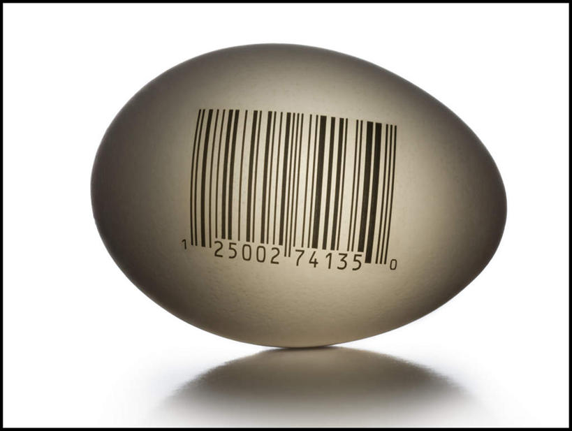 无人,横图,室内,特写,白天,白色背景,正面,电子,信息,标签,符号,数字,蛋,鸡蛋,标识,一个,摄影,影棚,单个,条形码,编码,条码,卵,彩图,影棚拍摄,拍摄,商业