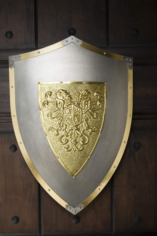 无人,竖图,俯视,室内,特写,白天,桌面,桌子,静物,阴影,反射,木制,影子,一个,木制品,金色,武器,战争,摄影,盾牌,盾,影棚,单个,坚硬,富贵,矛盾,兵器,防御,忠诚,富丽,名誉,荣华,坚固,彩图,高角度拍摄,影棚拍摄,拍摄