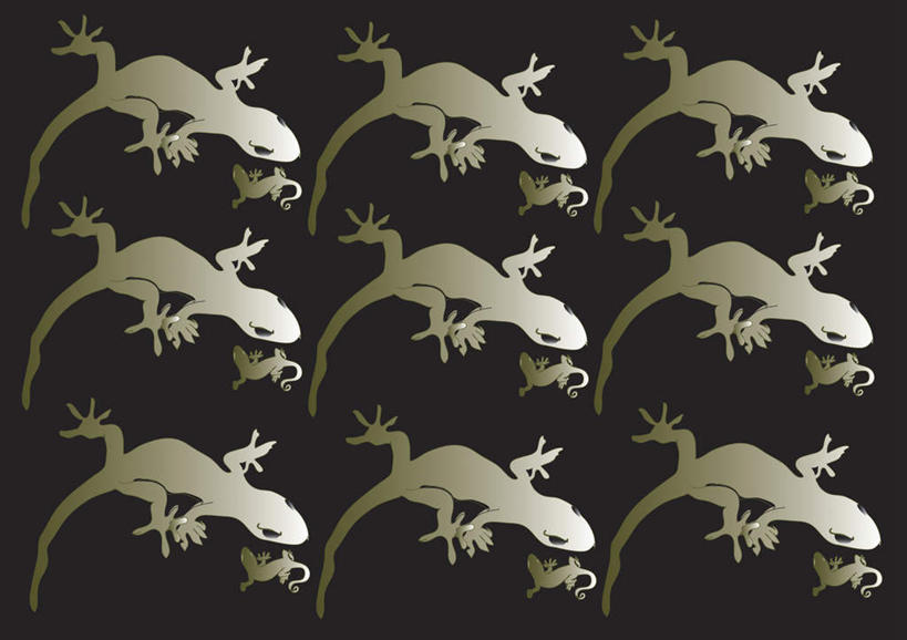 无人,横图,插画,室内,白天,正面,数码,科技,野生动物,蜥蜴,许多,阴影,黑色背景,网络,棕色,高光,几何,计算机图形,合成,图画,画,排列,动物,电脑合成图,数码合成图,队列,漫画,石龙子,泉龙,猪婆蛇,四脚蛇,写实,具体,具象,蜴,彩图