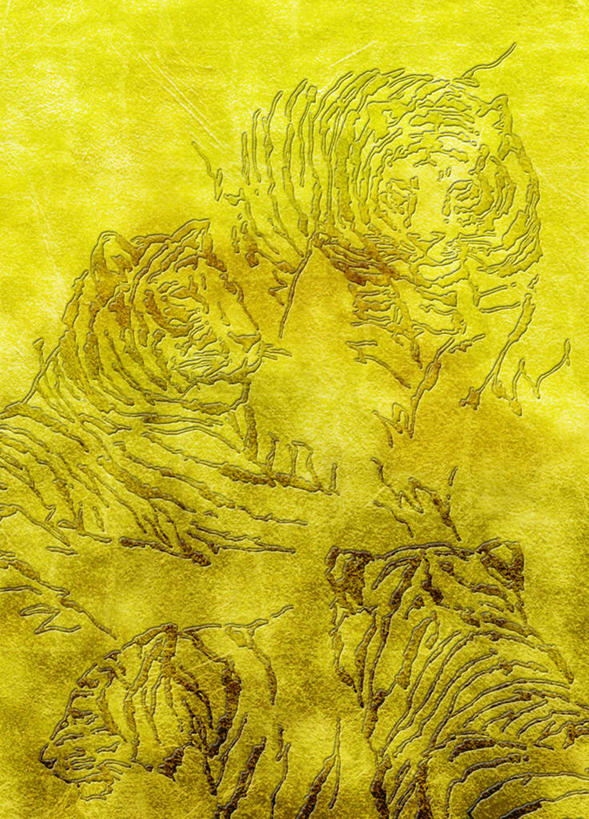无人,竖图,插画,室内,白天,正面,数码,科技,虎,野生动物,阴影,黄色背景,网络,纹理,高光,几何,计算机图形,合成,图画,画,黄色,动物,可爱,活泼,三头,电脑合成图,数码合成图,斑纹,漫画,写实,具体,具象,老虎,彩图