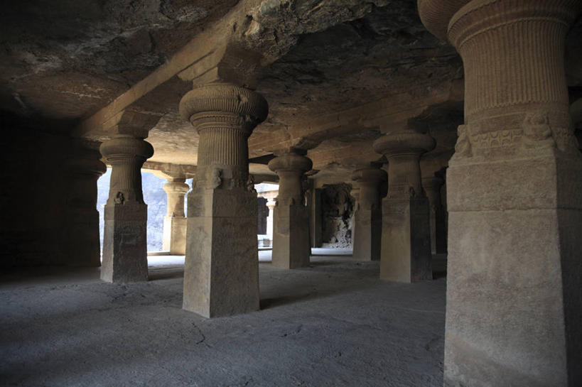 无人,横图,室内,白天,正面,旅游,度假,石头,名胜古迹,标志建筑,地标,建筑,印度,亚洲,阴影,遗迹,反射,石子,影子,柱子,墙,洞,古迹,文物,娱乐,建设,古建筑,墙壁,墙面,享受,休闲,旅游胜地,放松,洞穴,石窟,南亚,古文明,穴,首府,印度共和国,马哈拉施特拉邦,孟买,埃勒凡塔石窟,象岛,石块,岩石,彩图